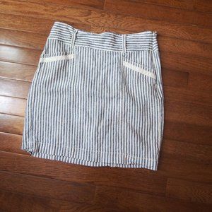 Loft Seersucker White Striped Mini Skirt